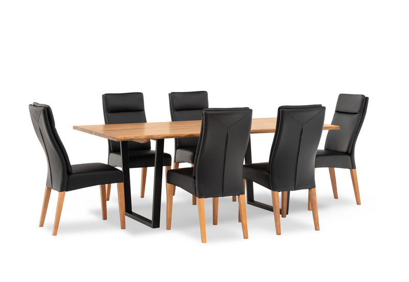 AMMAN 7 PIECE SUITE WITH ASHEVILLE DINING CHAIRS  BLACK