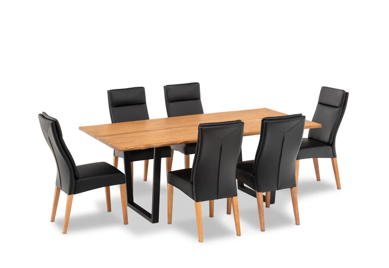 AMMAN 7 PIECE SUITE WITH ASHEVILLE DINING CHAIRS  BLACK