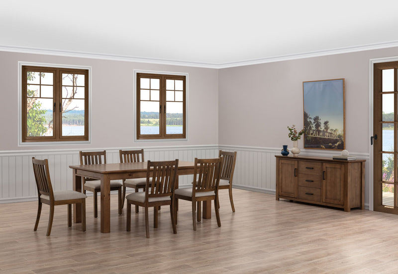 HELMOND 7 PIECE DINING SUITE  RUSTIC PINE