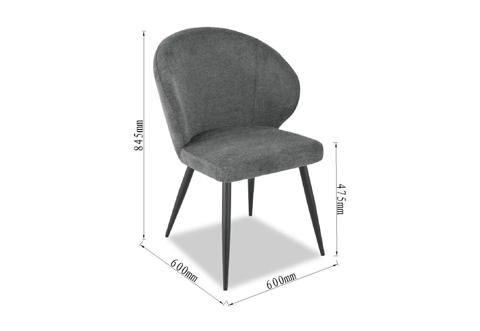 REYNOLDS SET OF 2 DINING CHAIRS 	CHARCOAL