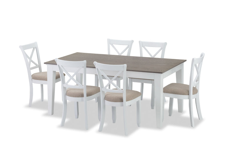 MARSEILLE 7 PIECE DINING SUITE WITH MALU DINING CHAIRS  WHITE / GREY