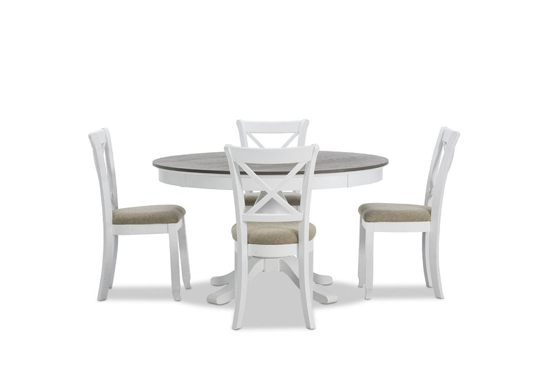 MARSEILLE MK2 5 PIECE DINING SUITE WITH MALU DINING CHAIRS WHITE/GREY