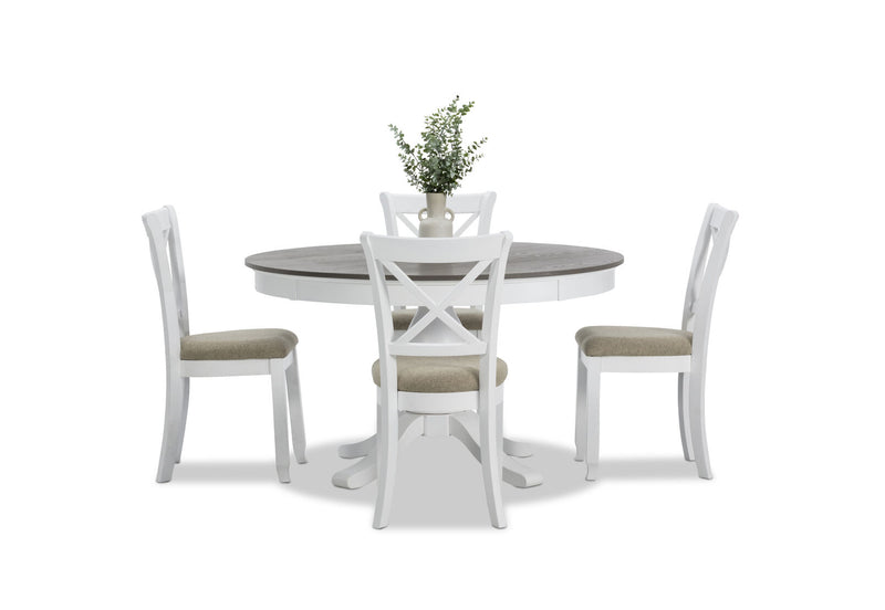 MARSEILLE MK2 5 PIECE DINING SUITE WITH MALU DINING CHAIRS WHITE/GREY