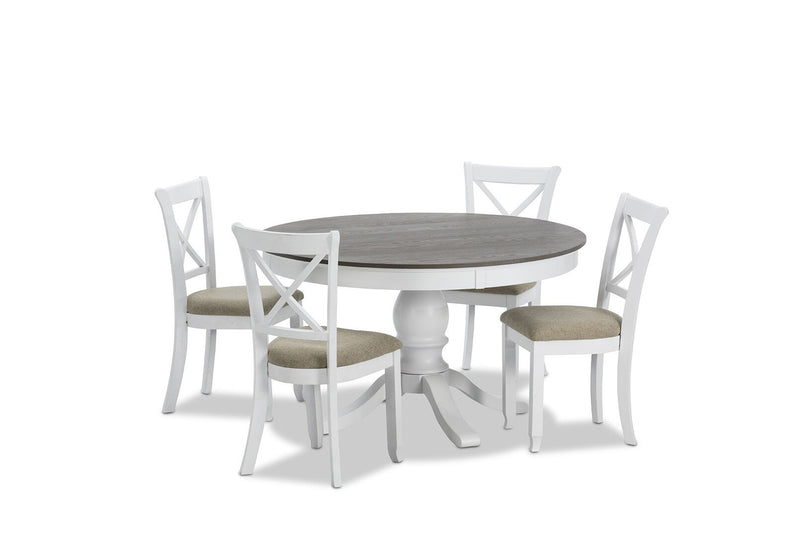 MARSEILLE MK2 5 PIECE DINING SUITE WITH MALU DINING CHAIRS WHITE/GREY