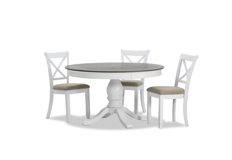 MARSEILLE MK2 5 PIECE DINING SUITE WITH MALU DINING CHAIRS WHITE/GREY