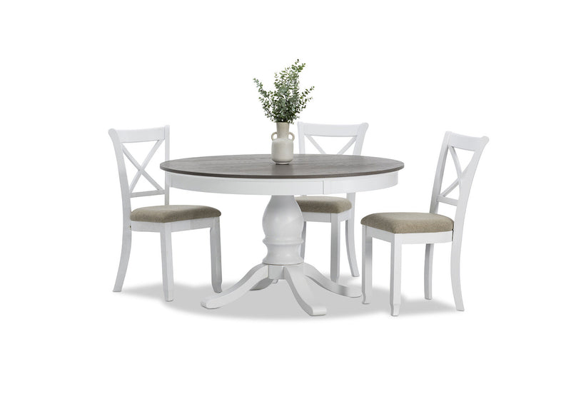 MARSEILLE MK2 5 PIECE DINING SUITE WITH MALU DINING CHAIRS WHITE/GREY