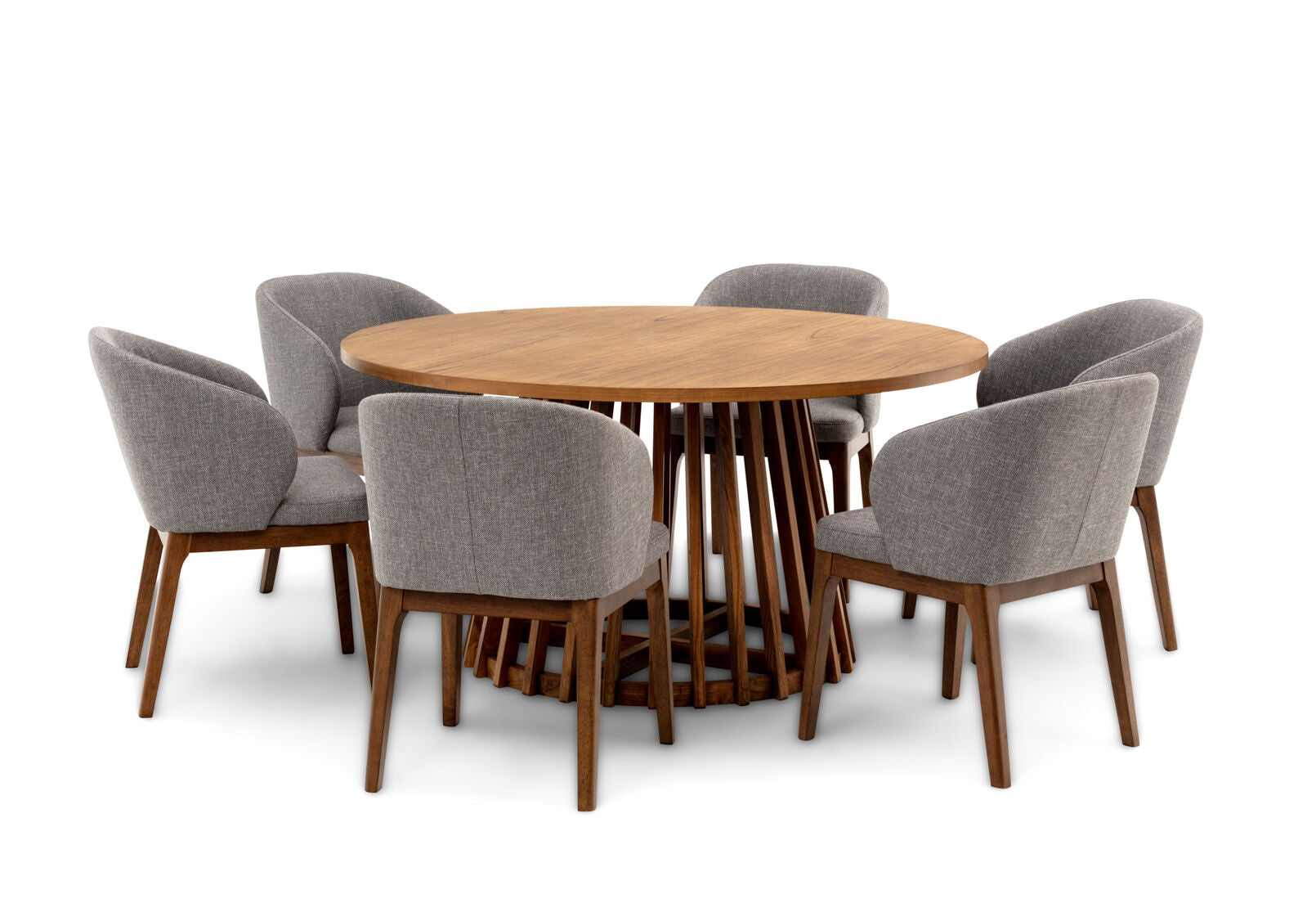 TORENTO 7 PIECE SUITE WITH WESTLEY DINING CHAIRS.  LIGHT GREY