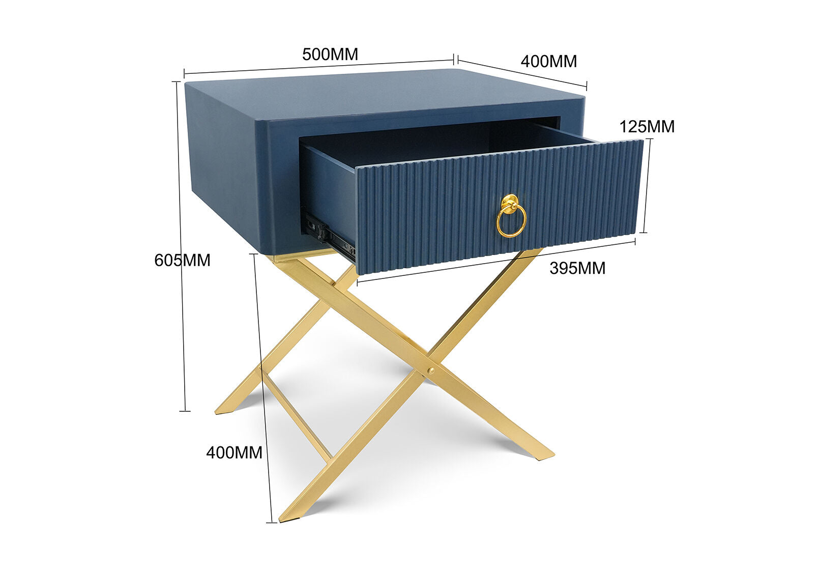 PIERCE 1 DRAWER BEDSIDE BLUE