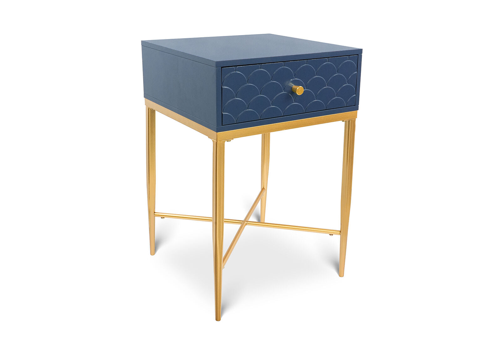 PRATT 1 DRAWER BEDSIDE BLUE/GOLD