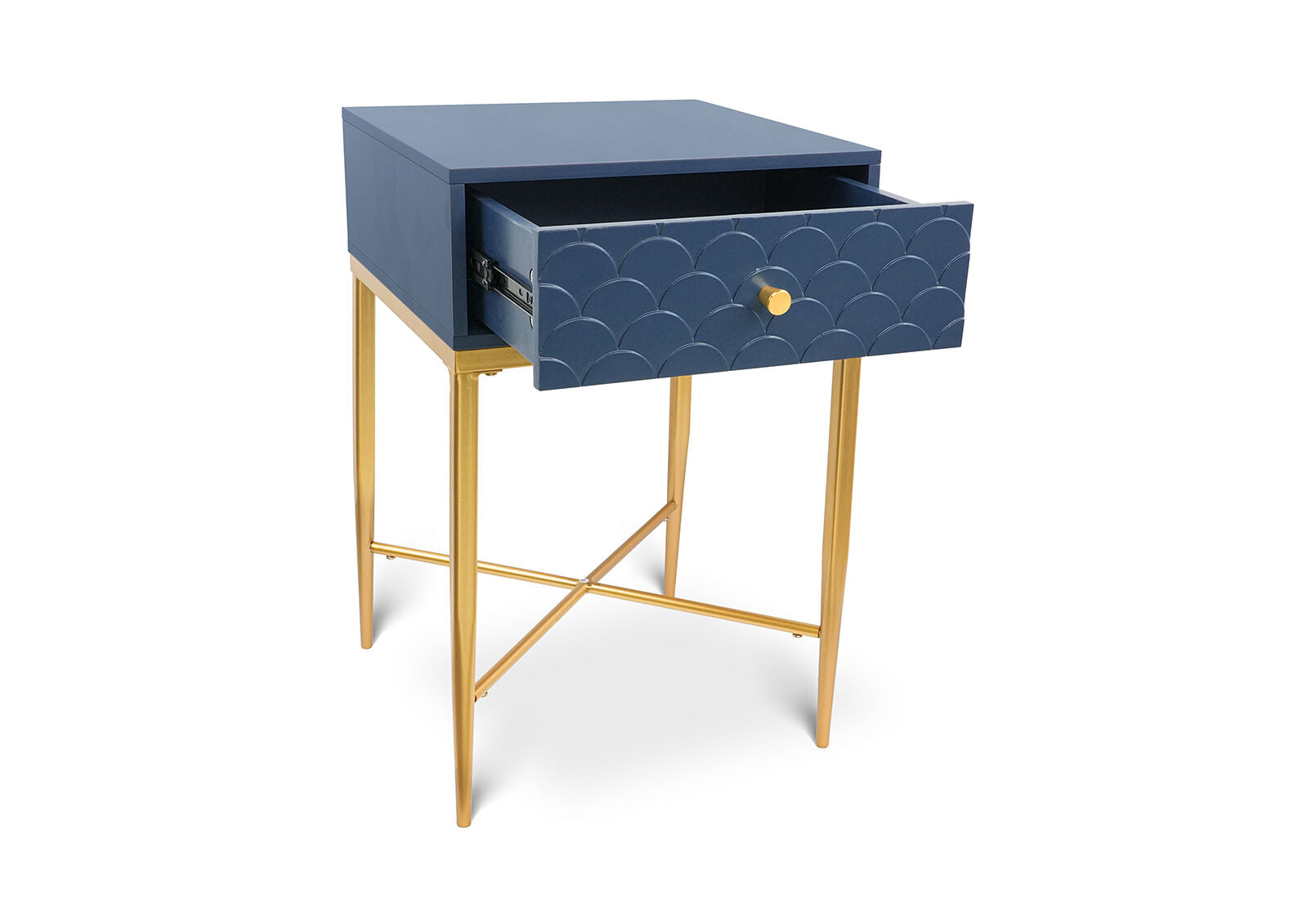 PRATT 1 DRAWER BEDSIDE BLUE/GOLD