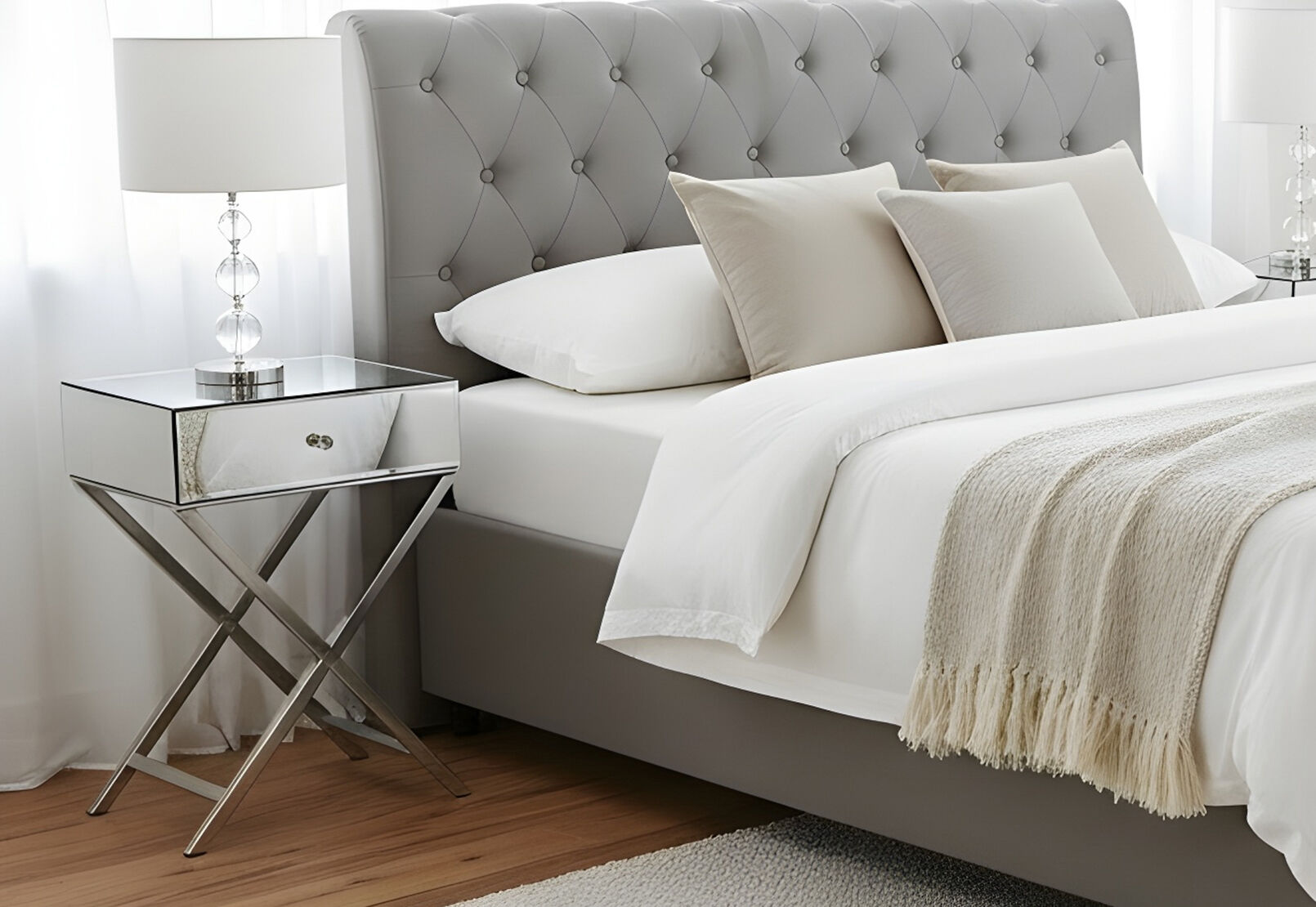 RONDA 1 DRAWER BEDSIDE SILVER