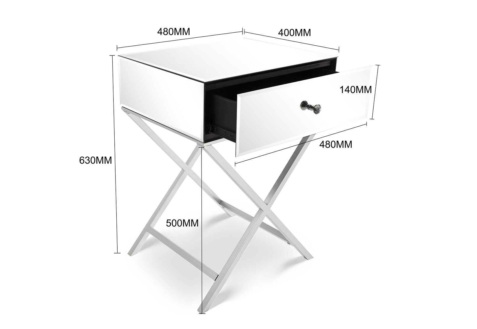 RONDA 1 DRAWER BEDSIDE SILVER