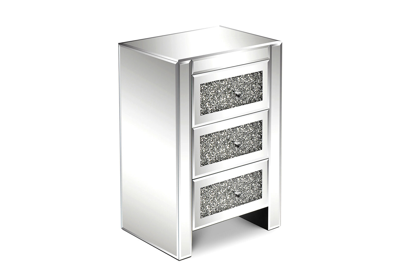 SAUNDERS 3 DRAWER BEDSIDE SILVER