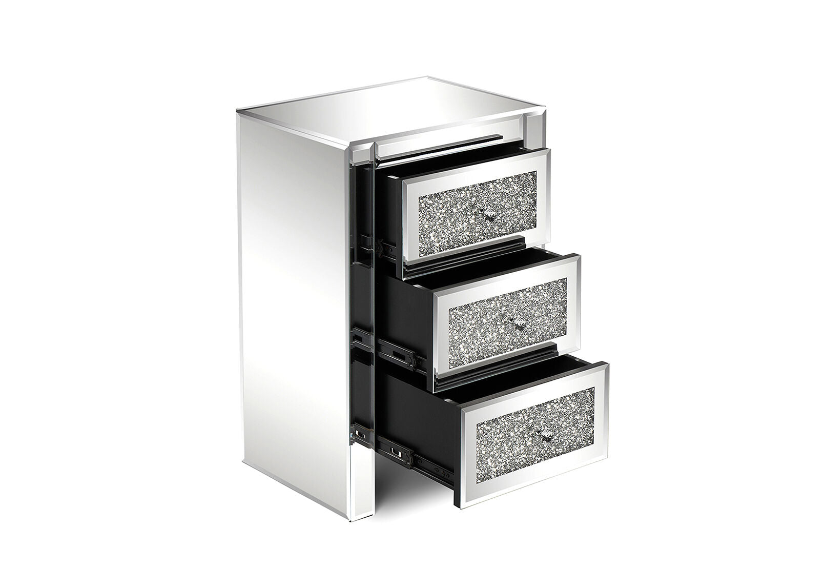 SAUNDERS 3 DRAWER BEDSIDE SILVER