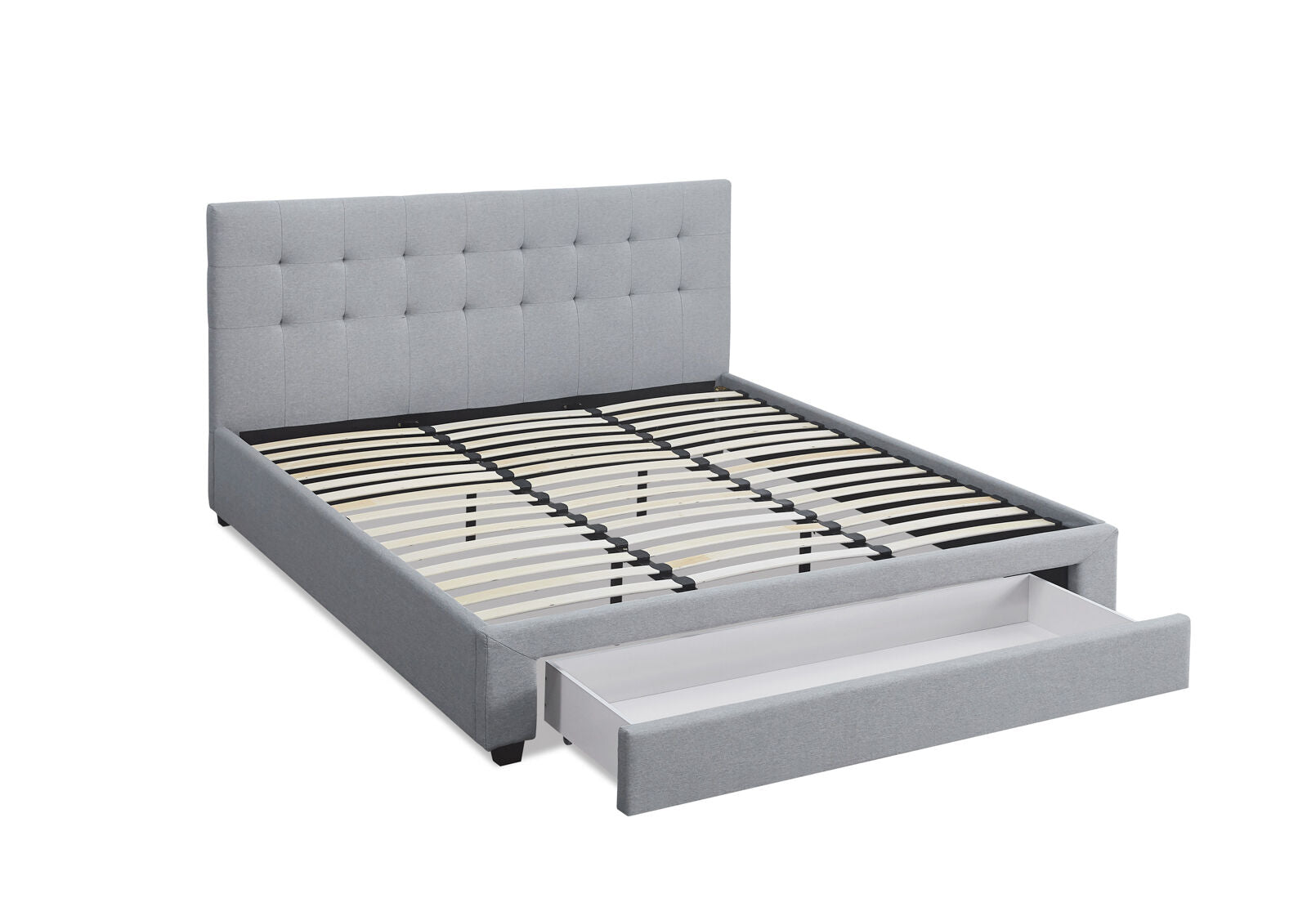 SOUTHAMPTON KING BED WITH DRAWER LIGHT GREY