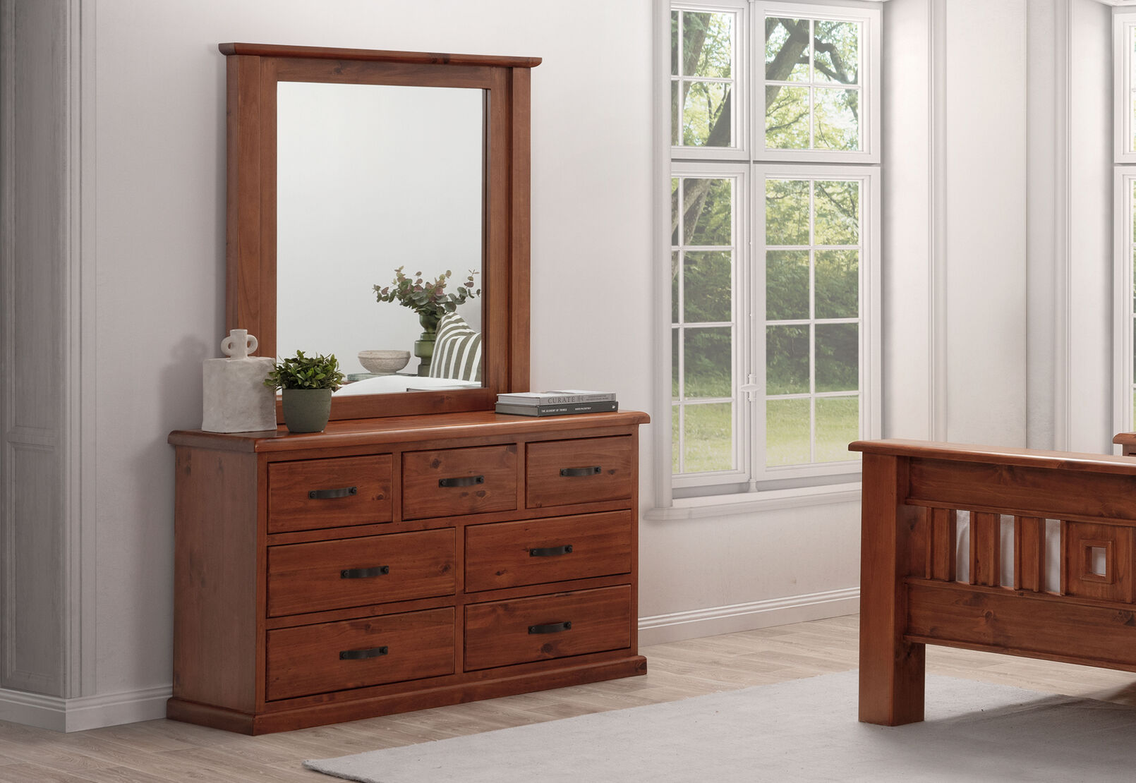 CALLAGHAN 7 DRAWER DRESSER WITH MIRROR RUSTIC