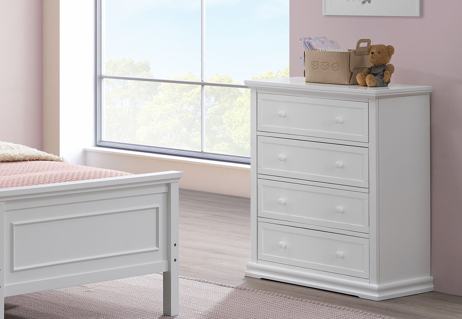 IZADORA 4 DRAWER TALL CHEST WHITE