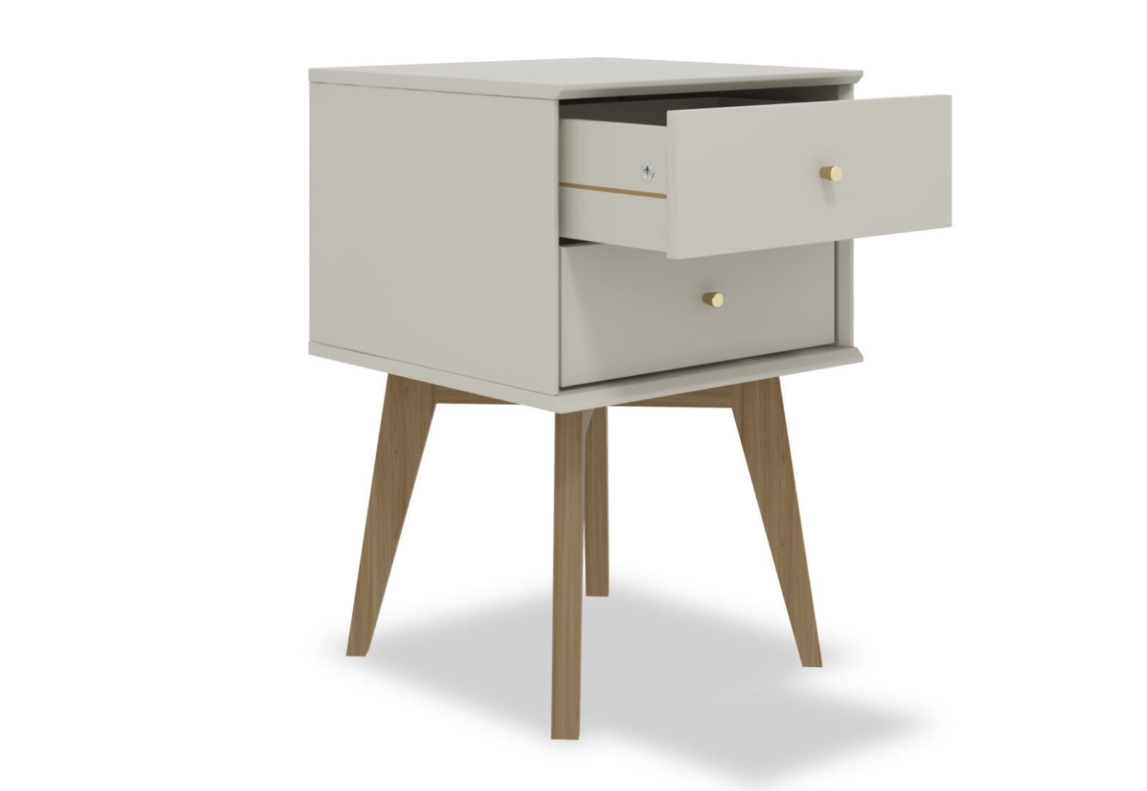 FIELDS 2 DRAWER BEDSIDE TABLE LIGHT GREY