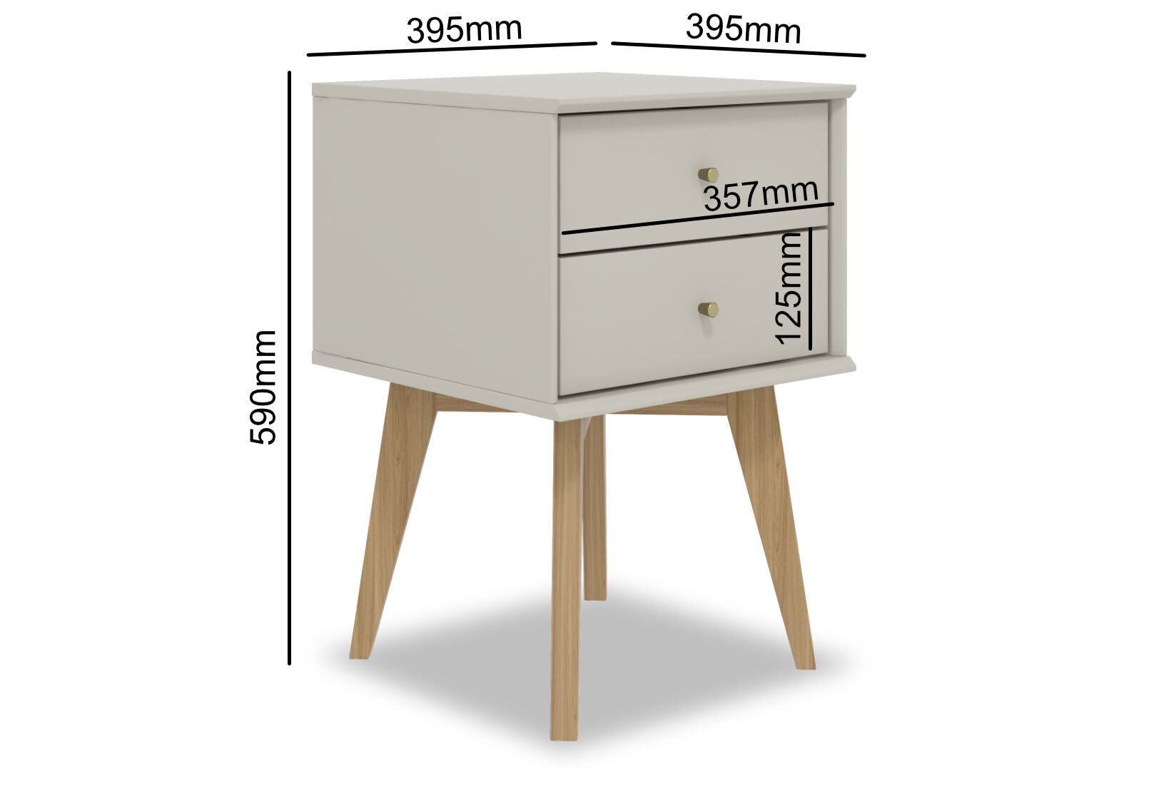 FIELDS 2 DRAWER BEDSIDE TABLE LIGHT GREY