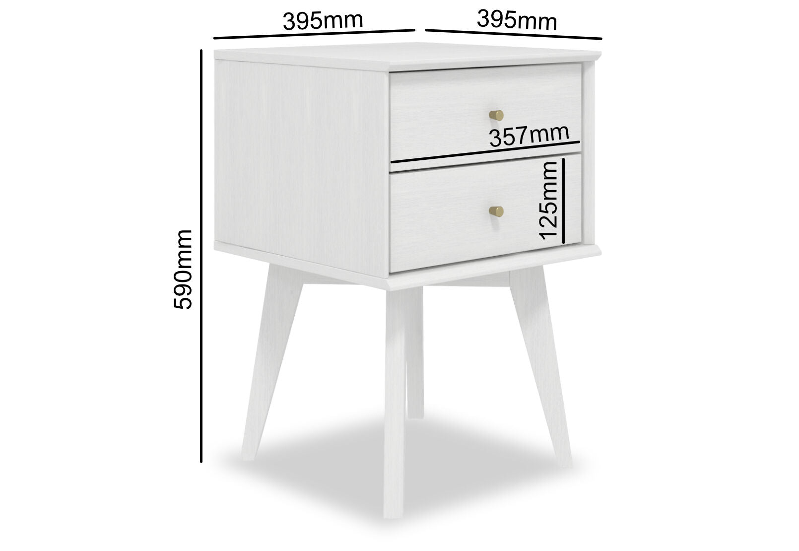 FIELDS 2 DRAWER BEDSIDE TABLE PEARL WHITE
