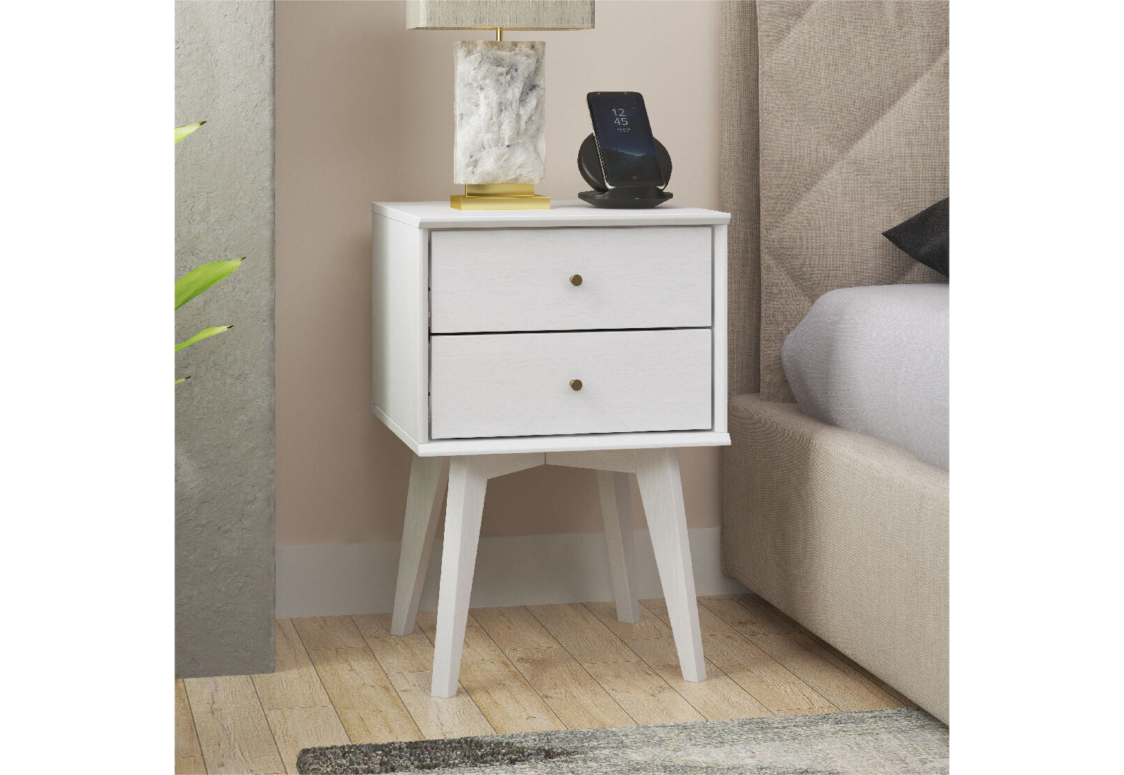 FIELDS 2 DRAWER BEDSIDE TABLE PEARL WHITE