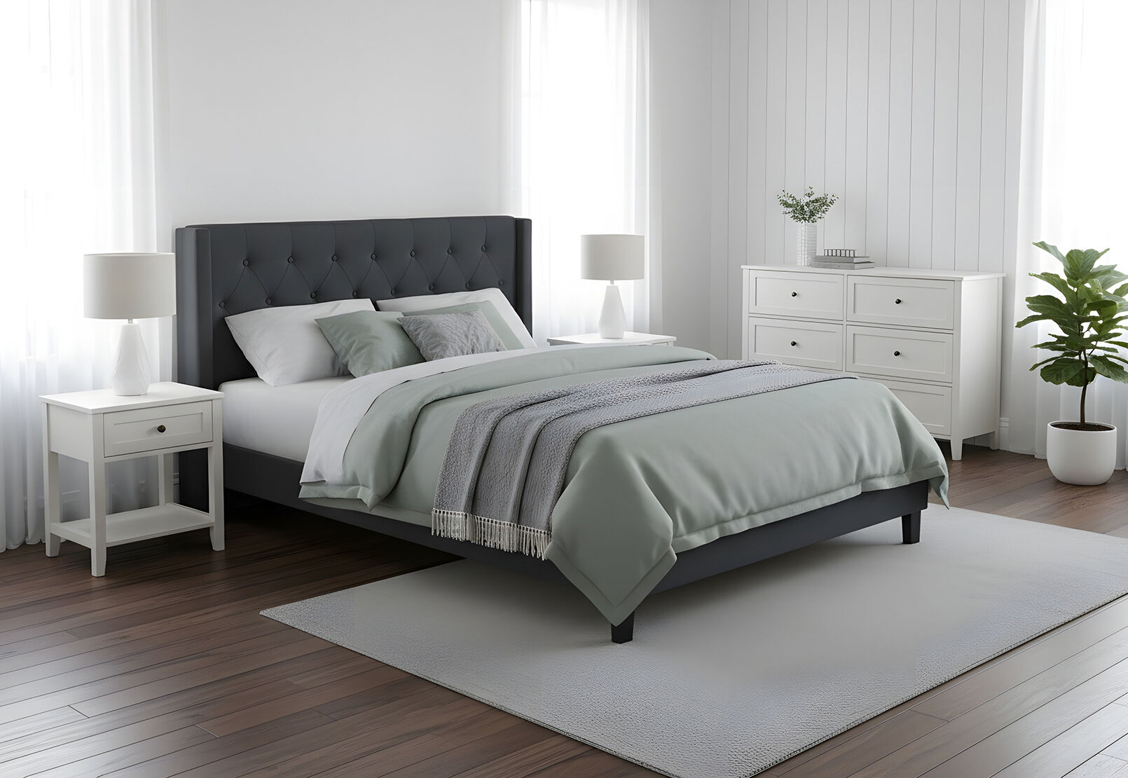 CANO QUEEN BED DARK GREY
