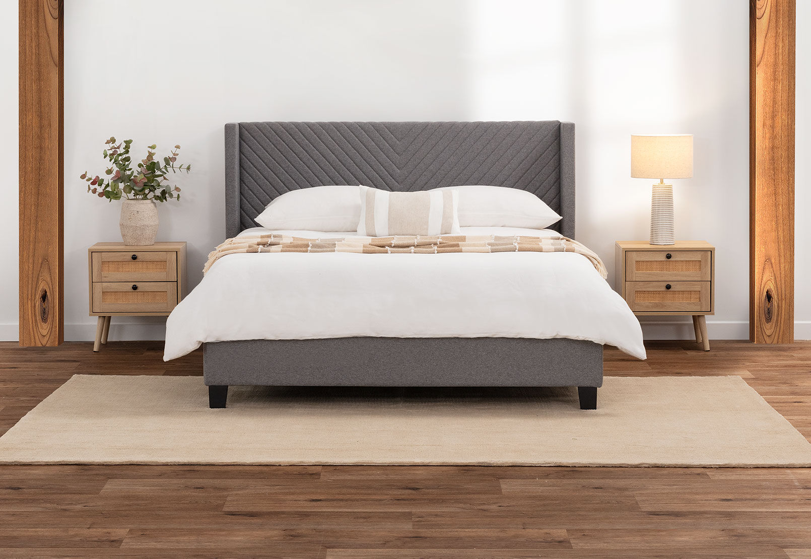 DAUGHERTY DOUBLE BED LIGHT GREY