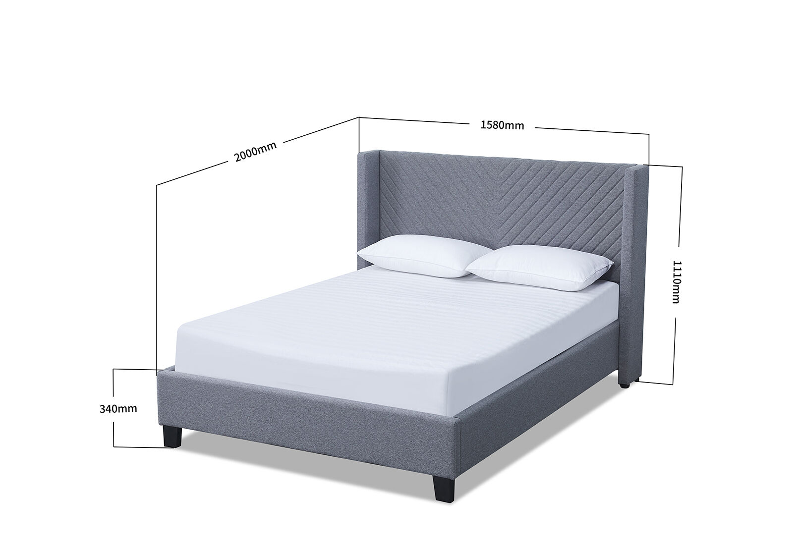DAUGHERTY DOUBLE BED LIGHT GREY