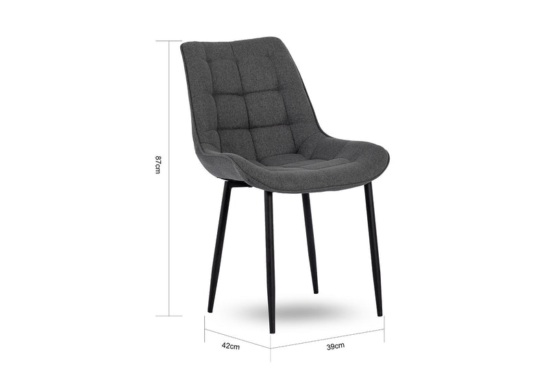 BOYLE SET OF 2 DINING CHAIRS 	CHARCOAL