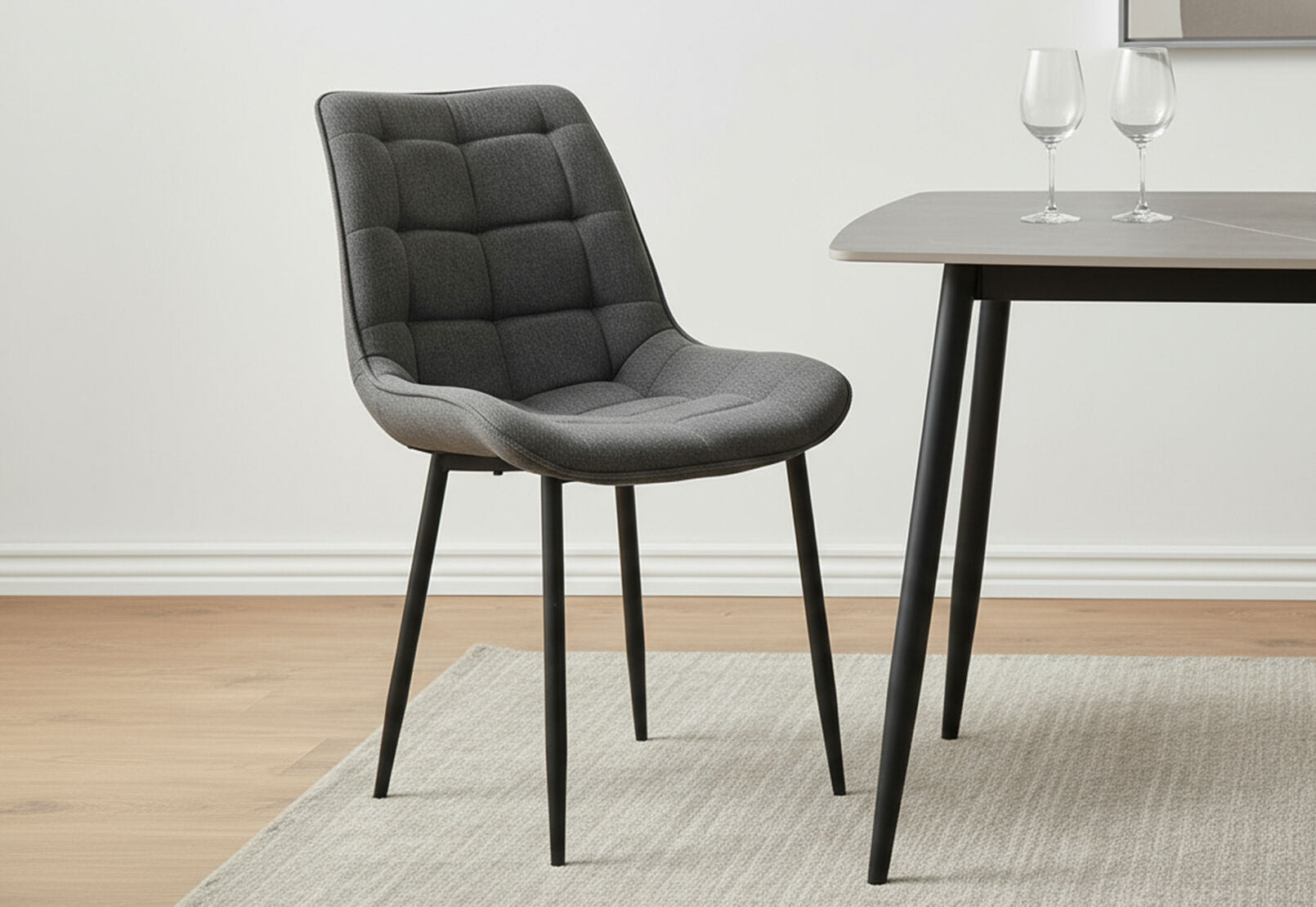 BOYLE SET OF 2 DINING CHAIRS 	CHARCOAL