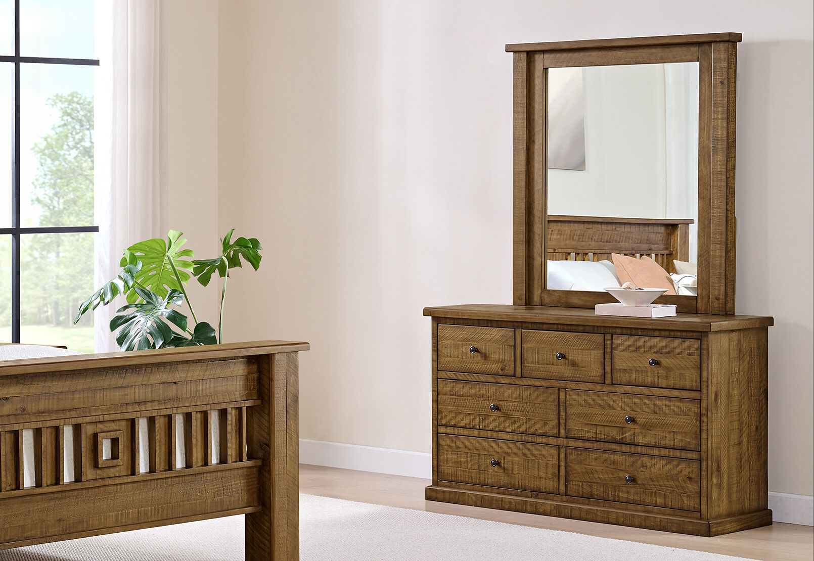 WILLOWBROOK DRESSER WITH MIRROR TALLOWOOD