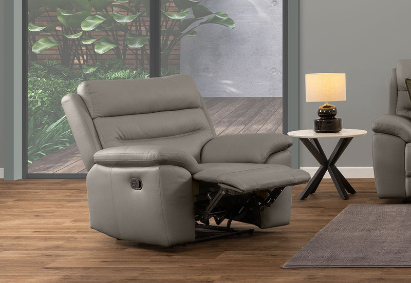 BEARMAN LEATHER RECLINER GREY