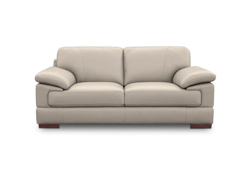 CANDACE LEATHER 2 SEATER SOFA 	LIGHT GREY