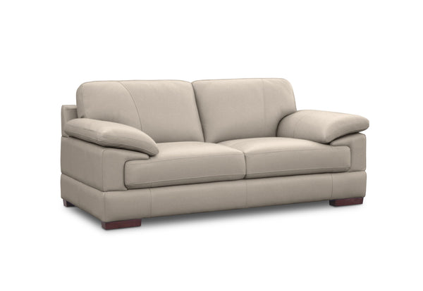 CANDACE LEATHER 2 SEATER SOFA 	LIGHT GREY