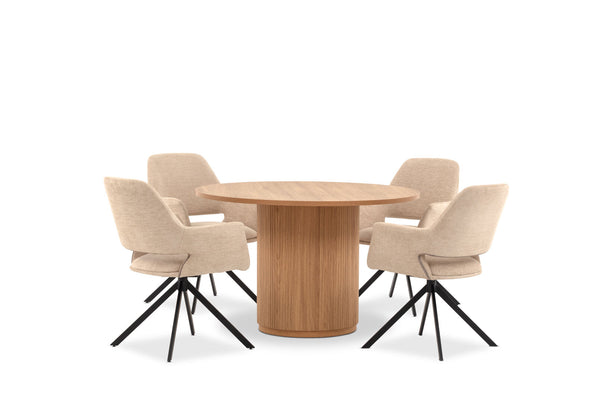 CIAN 5 PIECE DINING SUITE NATURAL/BEIGE