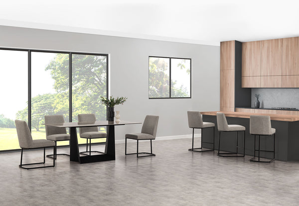MILAS 7 PIECE SUITE WITH NEVIS DINING CHAIRS  GREY