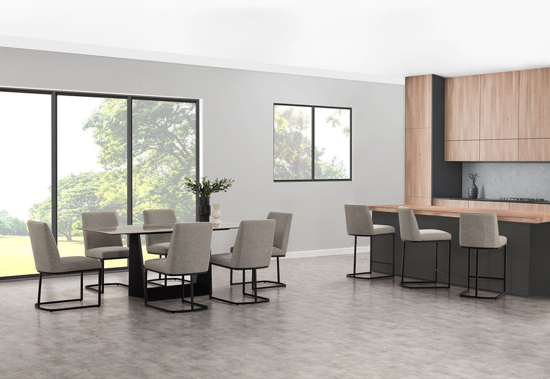 MILAS 7 PIECE SUITE WITH NEVIS DINING CHAIRS  GREY