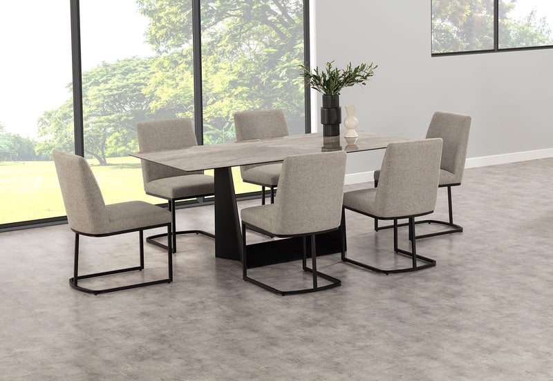MILAS 7 PIECE SUITE WITH NEVIS DINING CHAIRS  GREY