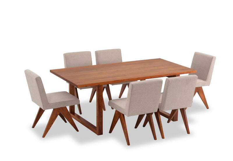 CULLIN 7 PIECE DINING SUITE WITH LELAND DINING CHAIRS  BEIGE