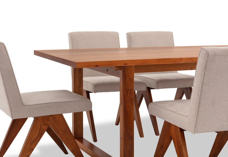 CULLIN 7 PIECE DINING SUITE WITH LELAND DINING CHAIRS  BEIGE