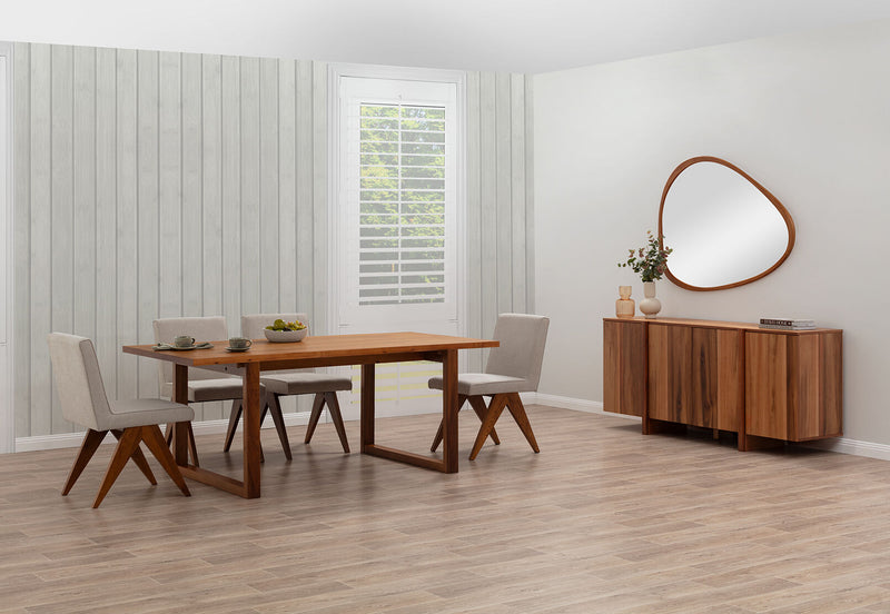 CULLIN 7 PIECE DINING SUITE WITH LELAND DINING CHAIRS  BEIGE