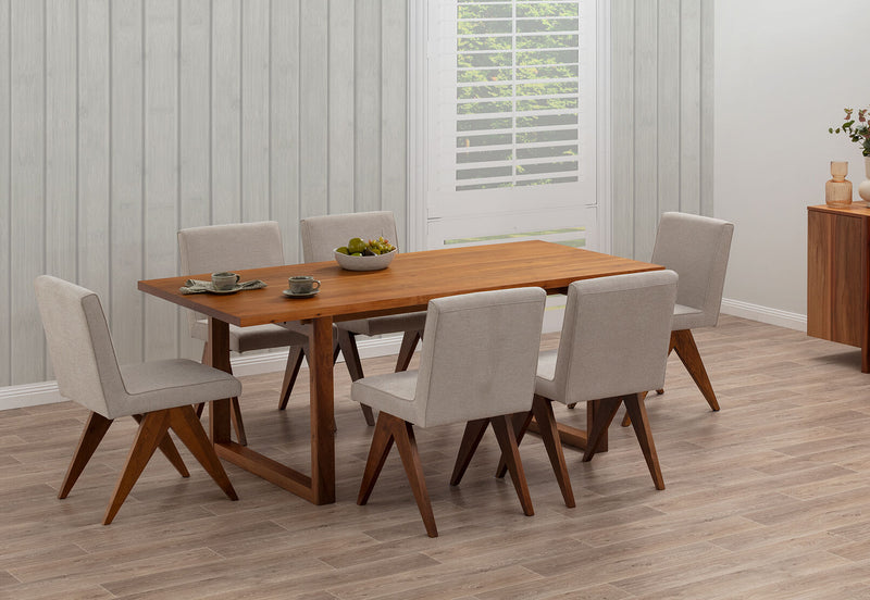 CULLIN 7 PIECE DINING SUITE WITH LELAND DINING CHAIRS  BEIGE