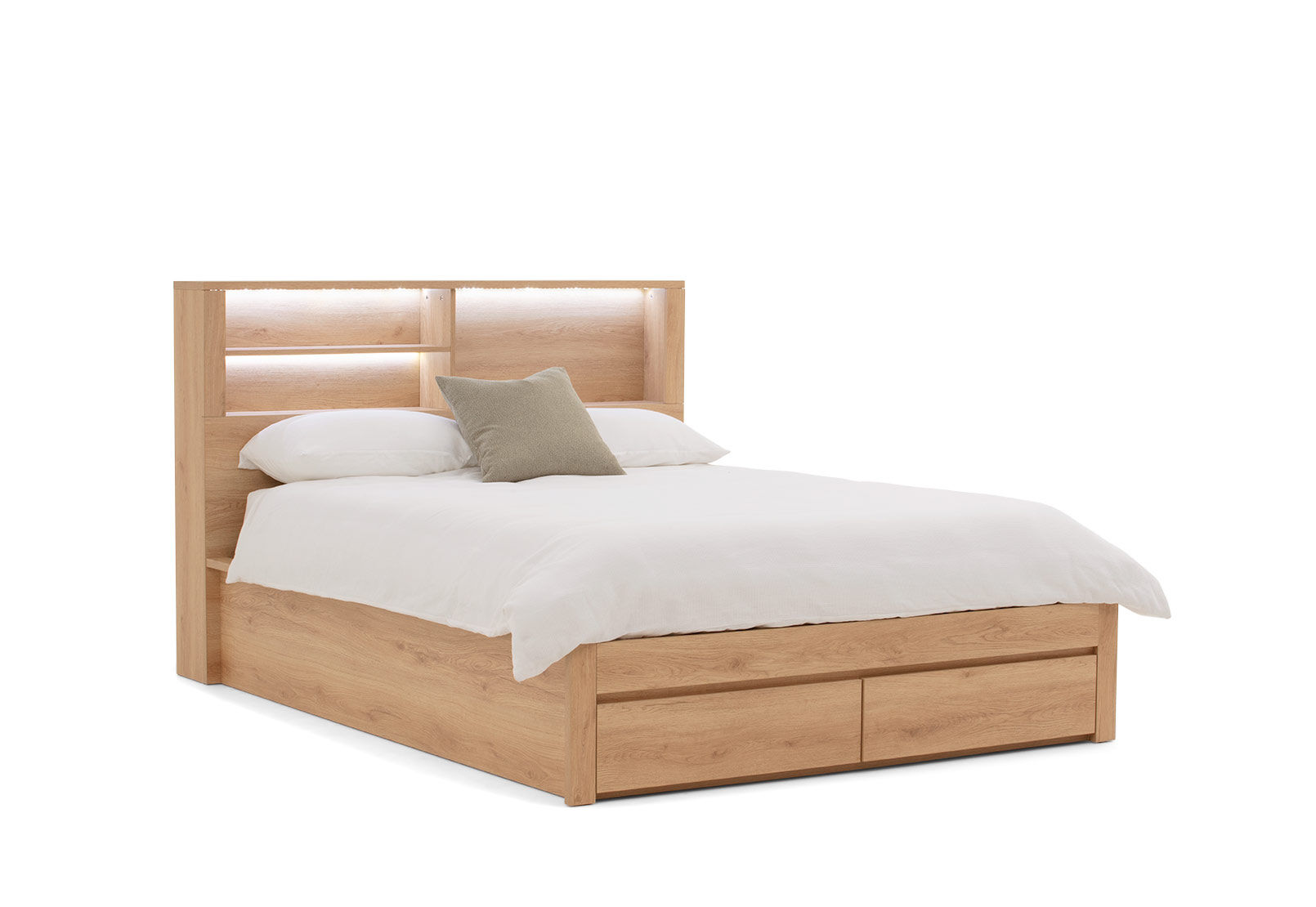 COLWYN BAY QUEEN GAS LIFT BED WITH 2 DRAWERS NATURAL