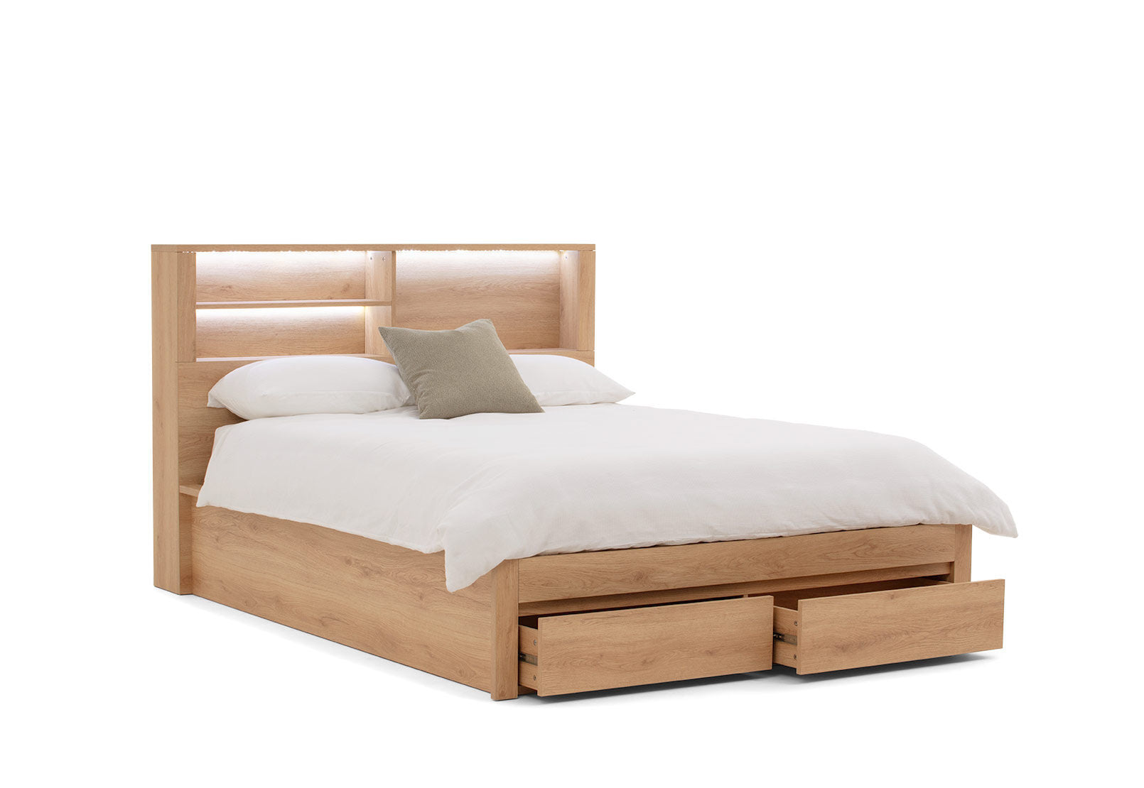 COLWYN BAY QUEEN GAS LIFT BED WITH 2 DRAWERS NATURAL