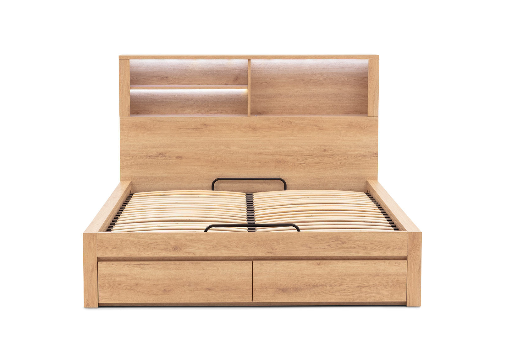 COLWYN BAY QUEEN GAS LIFT BED WITH 2 DRAWERS NATURAL