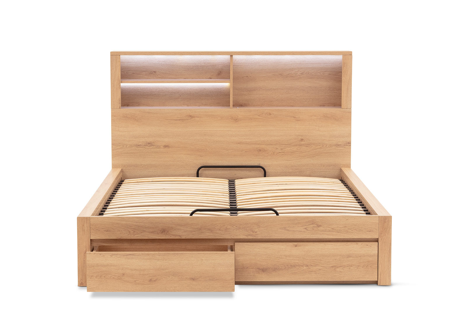 COLWYN BAY QUEEN GAS LIFT BED WITH 2 DRAWERS NATURAL
