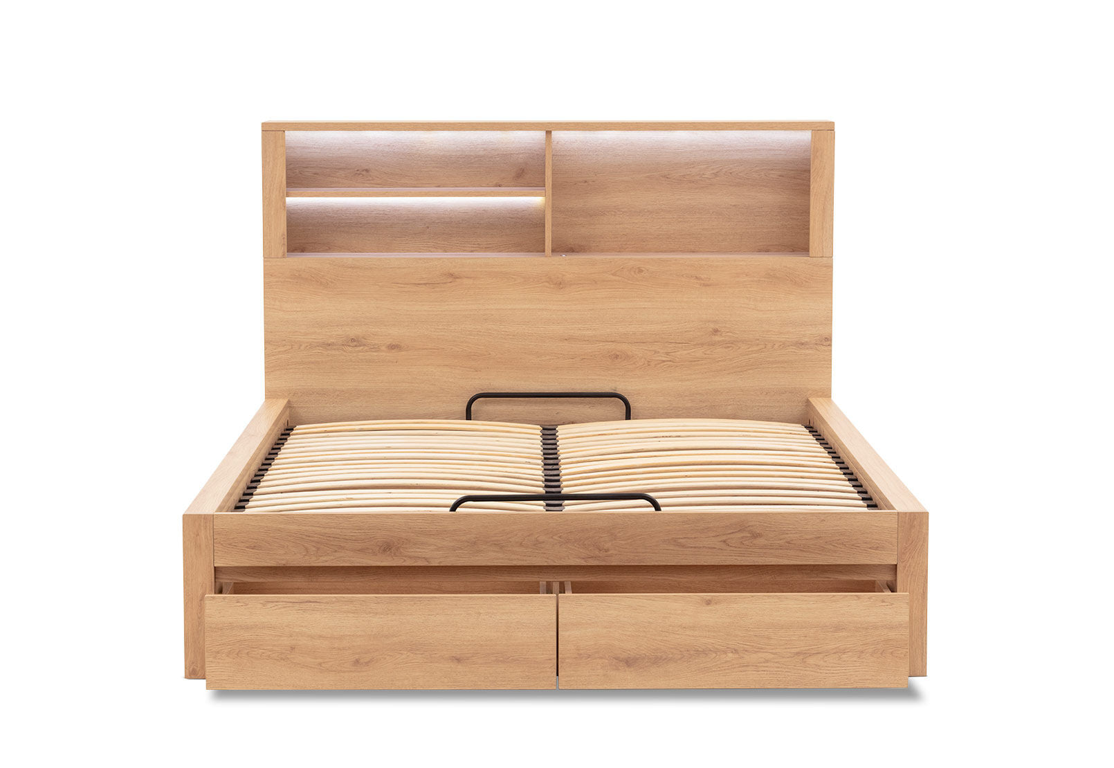 COLWYN BAY QUEEN GAS LIFT BED WITH 2 DRAWERS NATURAL