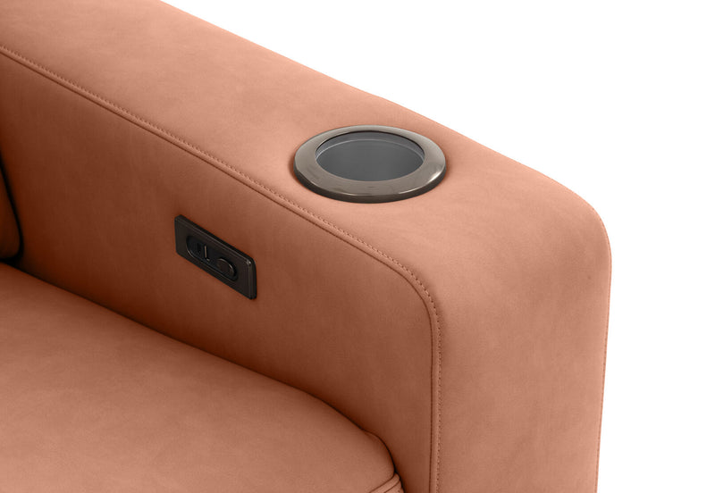 LEANDRO RHF ARM CHAIR WITH SINGLE MOTOR RECLINER BROWN