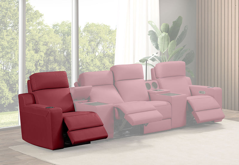 RYKER LHF ARM CHAIR WITH DUAL MOTOR RECLINER RED