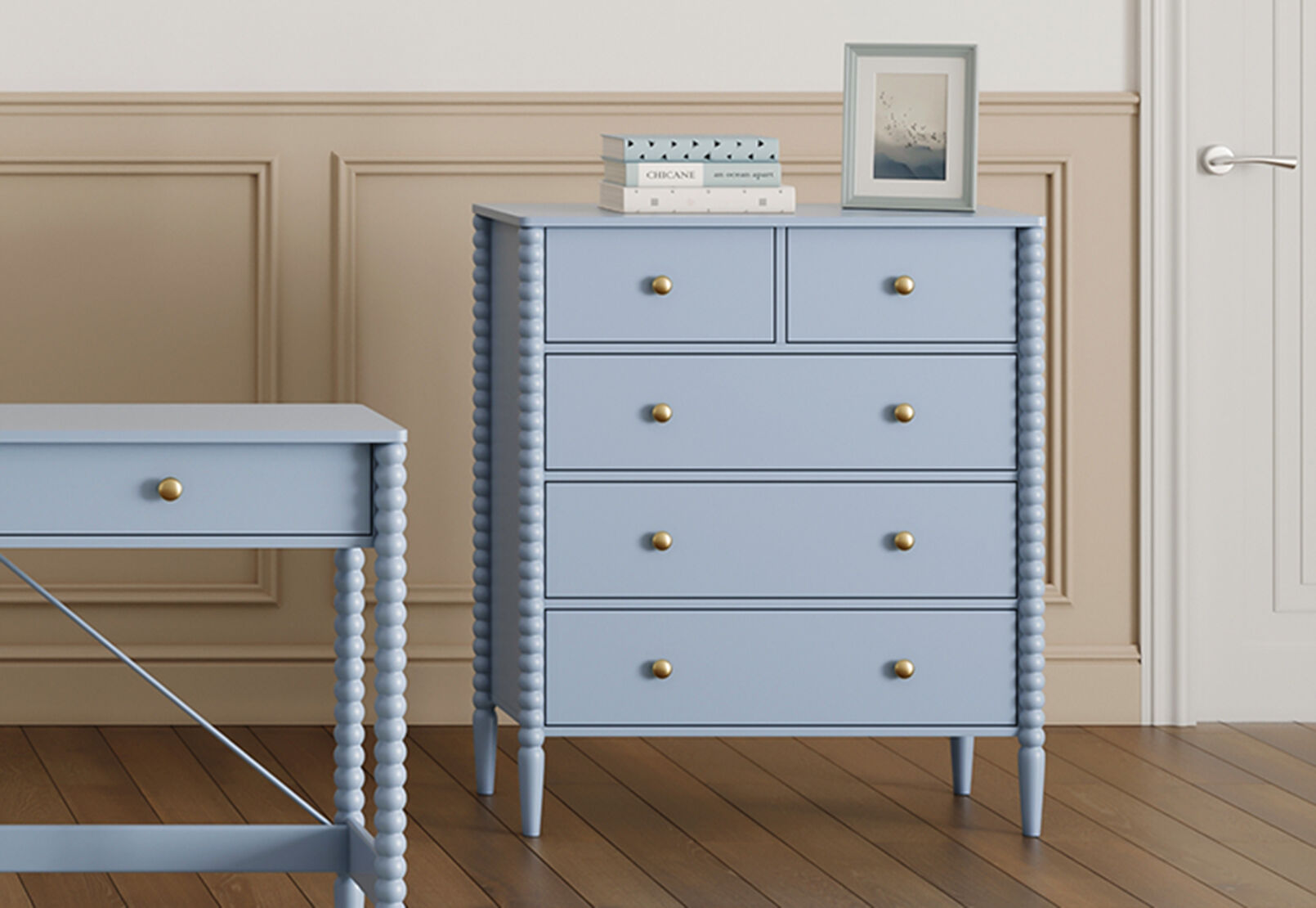 PORDENONE 5 DRAWER TALL CHEST BABY BLUE